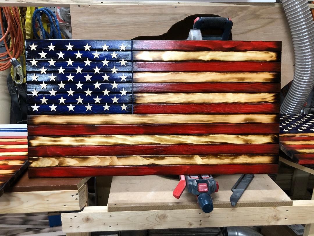 Rustic American Wood Flag